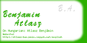 benjamin atlasz business card